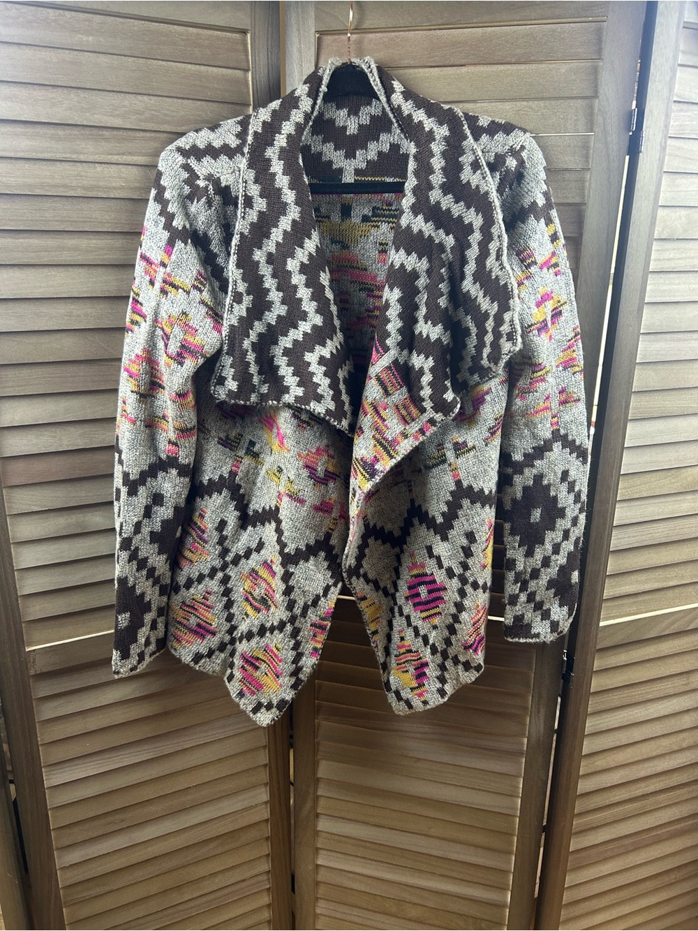 John Fashion Women’s Medium Aztec Southwestern Open Front Cardigan Sweater